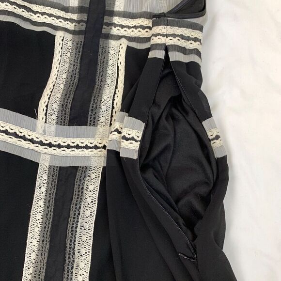 Max Studio Ribbon Lace Black L 12 Lace Lined Cocktail Fairy Whimsigoth Grunge - Picture 10 of 11